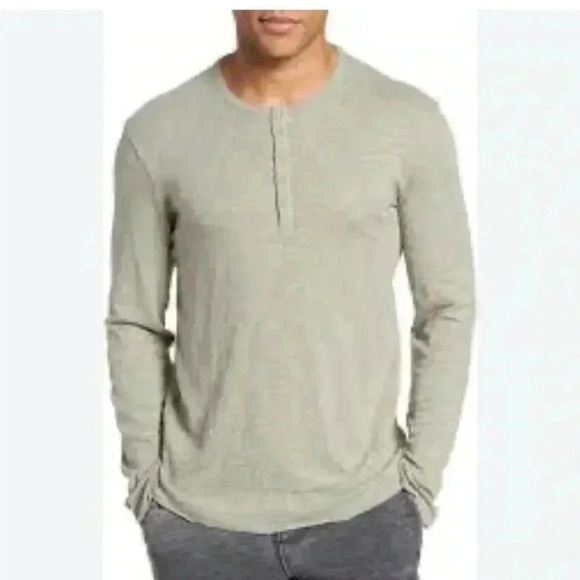 ATM Anthony Thomas Melillo Other - ATM Anthony Thomas Melillo Mens Size XL Pale Sage Green Raw Edge Henley T-Shirt